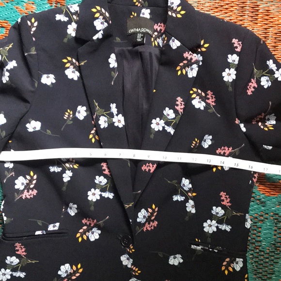 Cynthia Rowley navy blue floral blazer - Picture 4 of 4